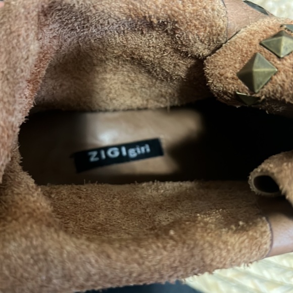 ZIGI Girl Funky Western Fold Over Leather Combat Boots Size 8.5 - Picture 13 of 16